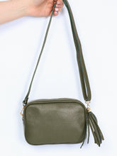 Leather bag with fringe pendant